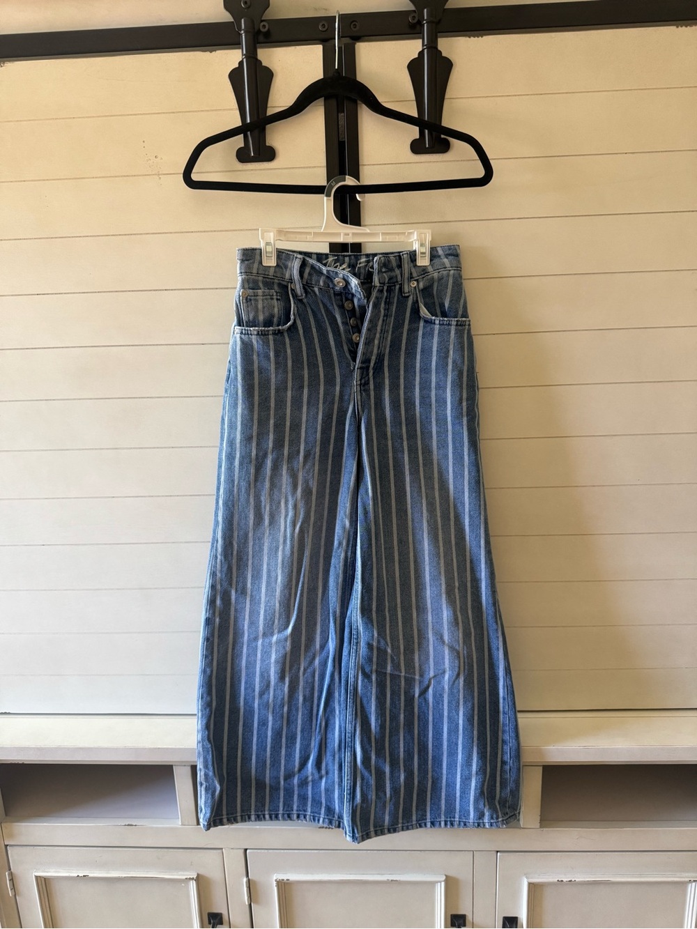 We The Free Blue Striped Denim Jeans